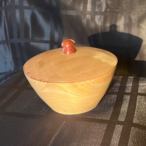 SALE! Wood BOWL with LID made of Walnut, Elm, Gum. Diameter 5”.  Other Walnut Bowls have been Sold: dark and light wood. see item details
