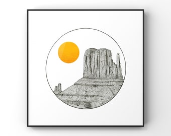 Monument Valley Wall Art / Desert Print / Orange Home Decor