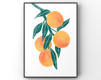 Abstract Peaches Wall Art / Fruit Print / Kitchen Home Decor