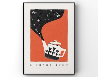 Strange Brew Teapot Abstract Wall Art / Kitchen Print / Colourful Home Decor