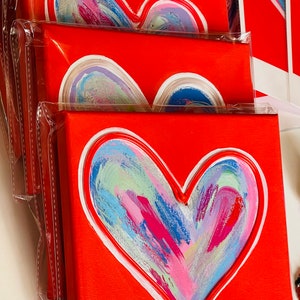 Neon heart sign paintings Valentines gift idea abstract “Bright Hearts “ love