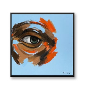 Abstract Acrylic Eye Painting stretched canvas 8x10 modern art print Mini Lgbtq Rainbow original feminist  contemporary
