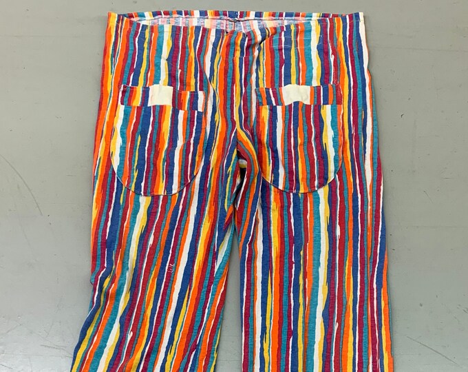 Vintage 1970s Multi Colour Stripes Flare Pants USA Etsy