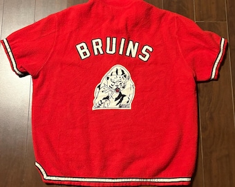 Felpa con cappuccio e maniche corte con cerniera a un quarto, vintage anni '50/'60, della squadra universitaria dei Bruins, USA