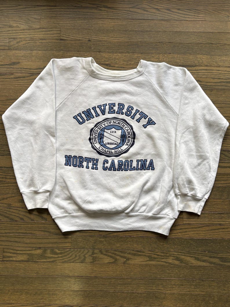 Felpa girocollo vintage anni '70 dell'Università del North Carolina UNC, prodotta negli Stati Uniti. immagine 1