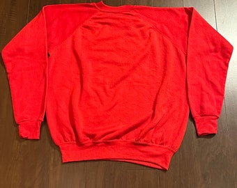 Vintage 1970s/80s Red Faded Blank Sportswear Crewneck Sweatshirt Pullover USA