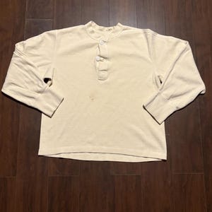 Vintage 1950s/60s Military Army USN Henley Wool Cotton Undershirt Long Sleeve USA