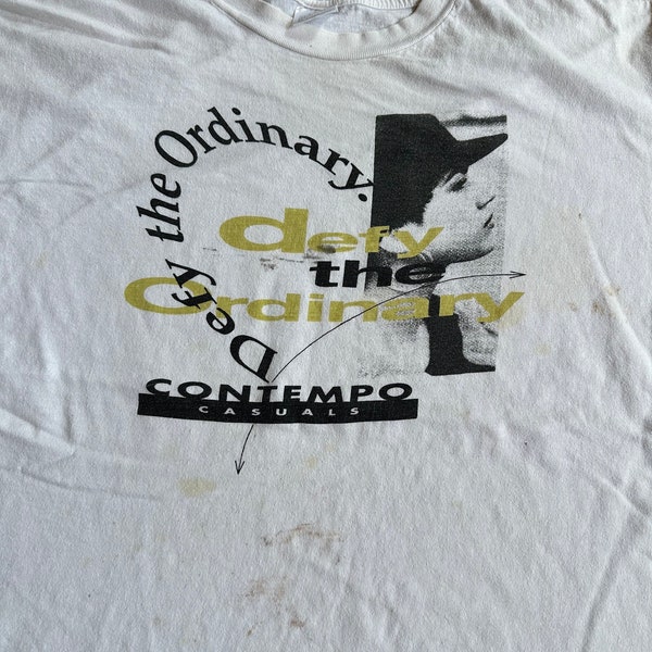 Vintage 1990s Contempo Casuals Defy the Ordinary Art Graphic Work T Shirt USA