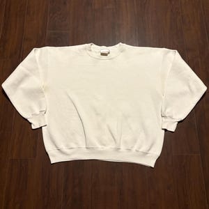Vintage 1990s Hanes Blank White Crewneck Sweatshirt Pullover USA