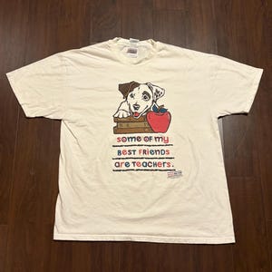 Vintage jaren 1990 Wishbone Dog tv-show film promo grafisch T-shirt VS