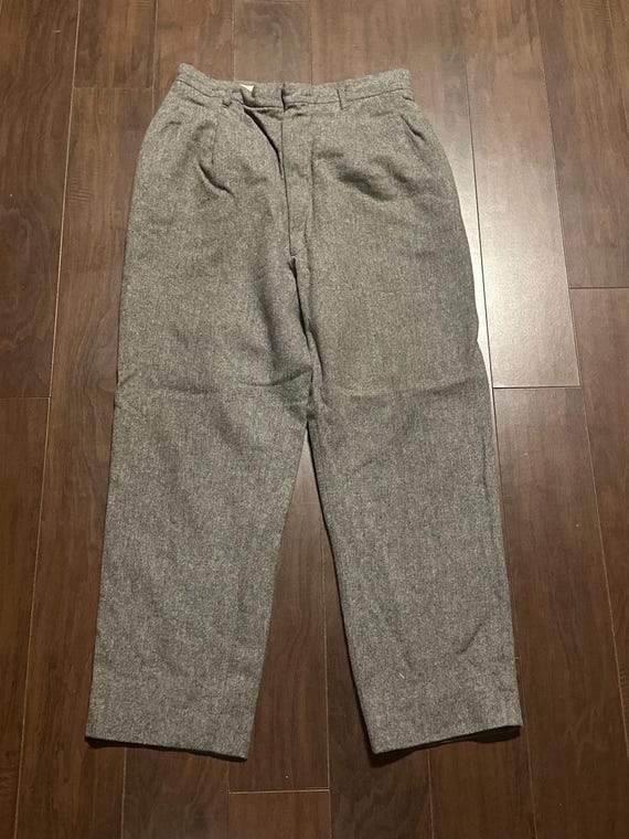 【60s】Vintage Wool Bespoke Trousers talon Vintage 1960s Grey Stylecaster Wool Slacks Talon Zipper