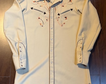 Camicia Oxford con bottoni da cowboy MWG vintage anni '70/'80, stile western, USA