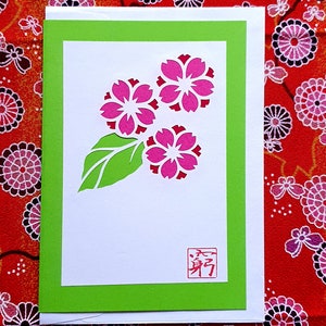 Biglietto di auguri fatto a mano - Sakura Blossoms carta tagliata (kiri-e)
