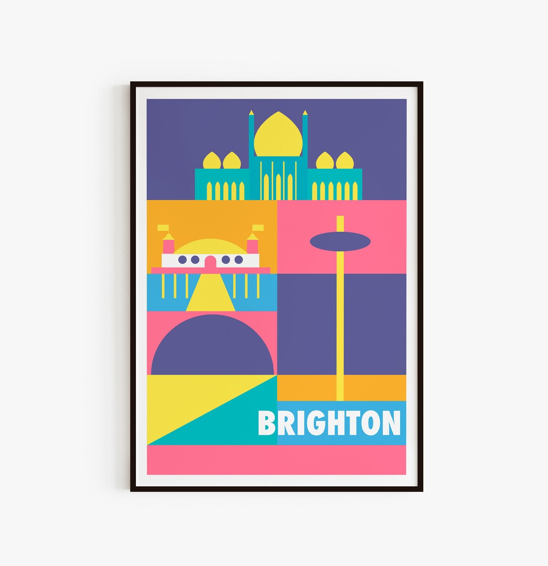 Brighton City Print Brighton Poster Abstract Print Travel Etsy