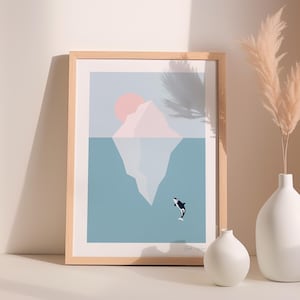 Orca Digital Art Print, Killer Whale Poster, Marine life Art, Diving Ocean Illustration, Diver gift, Orca Wallpaper, Orca Deco Printable