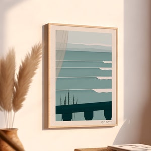 Surf Art Print, Big Wave Wall Art, Surf Ocean Poster, Surfer Art Work, Waves Illustration, Surfing gift Drawing, Surfboard Waves Set Decor