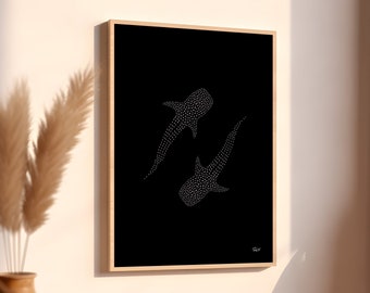 ジンベイザメのアートプリント - 限定版 海洋イラスト - Etsy 日本