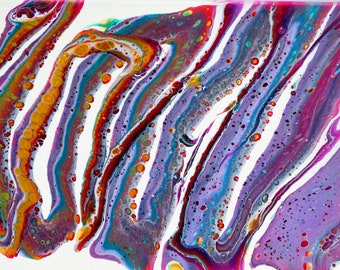 Pink, Violet and Gold, Original Acrylic Pour Painting by Helen Whitmore, size 12 x 16 inches