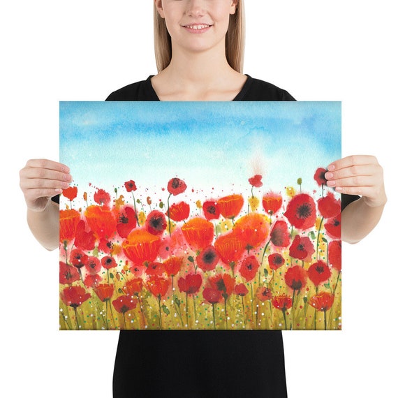 Poppy Field Wall Art, Floral Fine Art Print, Flower Painting by Helen Whitmore - Etsy
