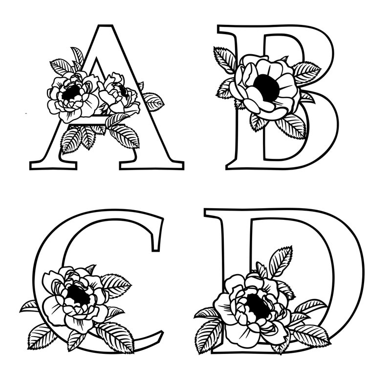 Floral alphabet svg file / cutting template / botanical Etsy