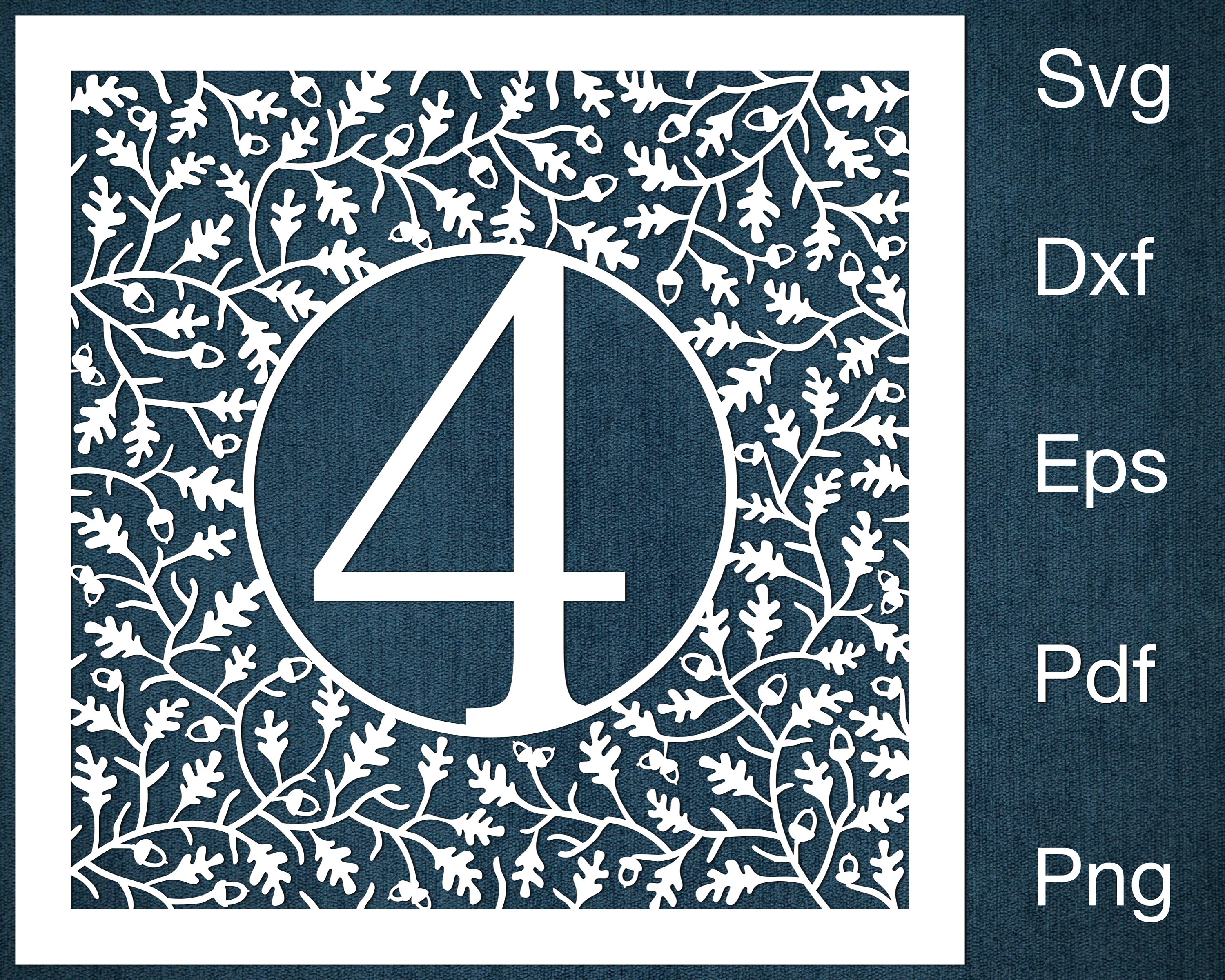 Download Number four 4 in floral frame svg dxf eps png pdf. Numbers for | Etsy