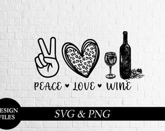 Download Peace Love Wine Svg Etsy