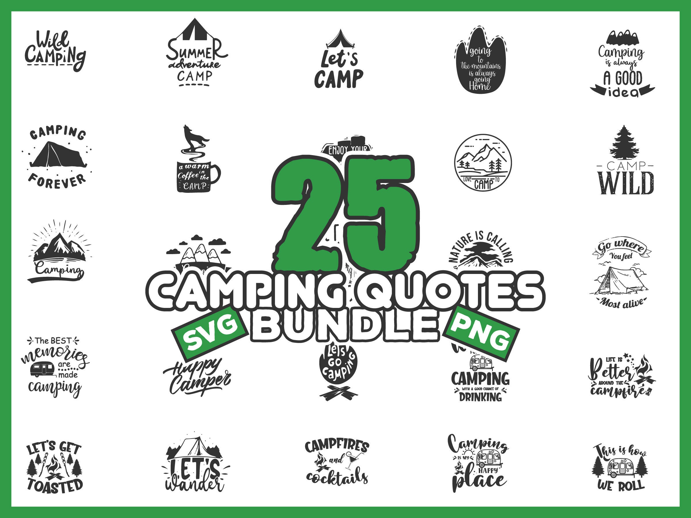 25 Camping Quotes Svg Bundle Camping Bucket Svg Funny Etsy