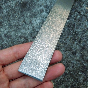 New Damascus Steel Billet, Water Flow Pattern Steel Blade Bar, Steel Blank, Forged Pattern Sandwich Steel, For Damascus Making