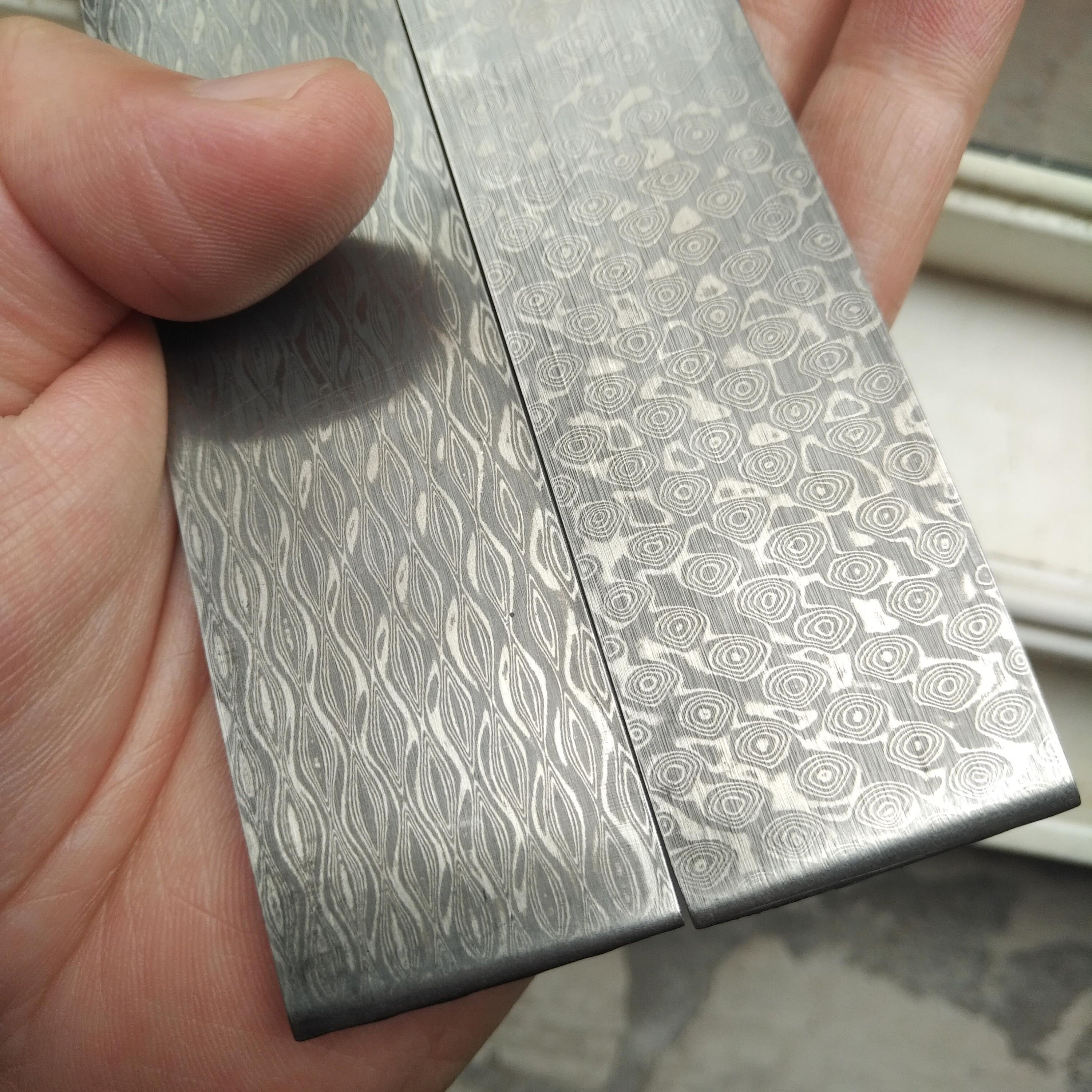Handmade Damascus Steel  Pattern Billet 6 inches lot of two Damascus  Bar 