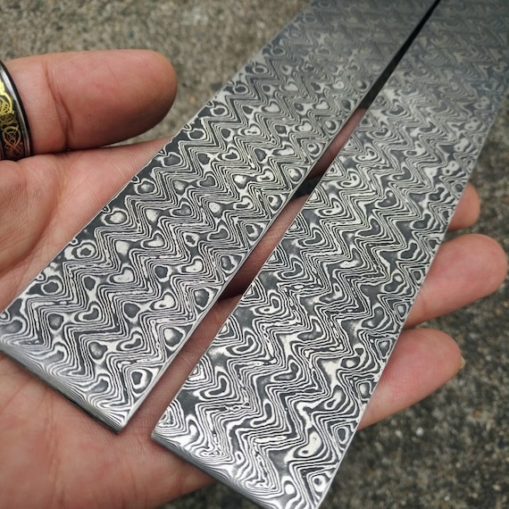 1Pc New Wave Pattern Damascus Steel Billet Bar Steel Blank Etsy