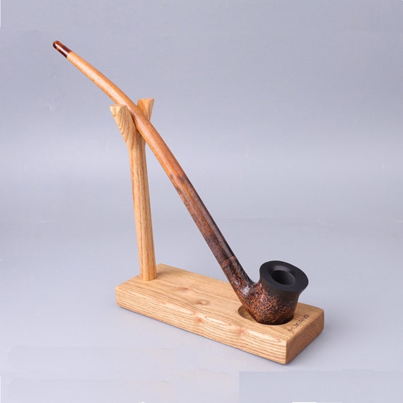 Muxiang-churchwarden Pipe Wooden Stand, Long Stem Tobacco Pipe