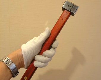 11 Inch Long Small Square Hammer, African Padauk Wood Handle, 440C Steel Hammer Head