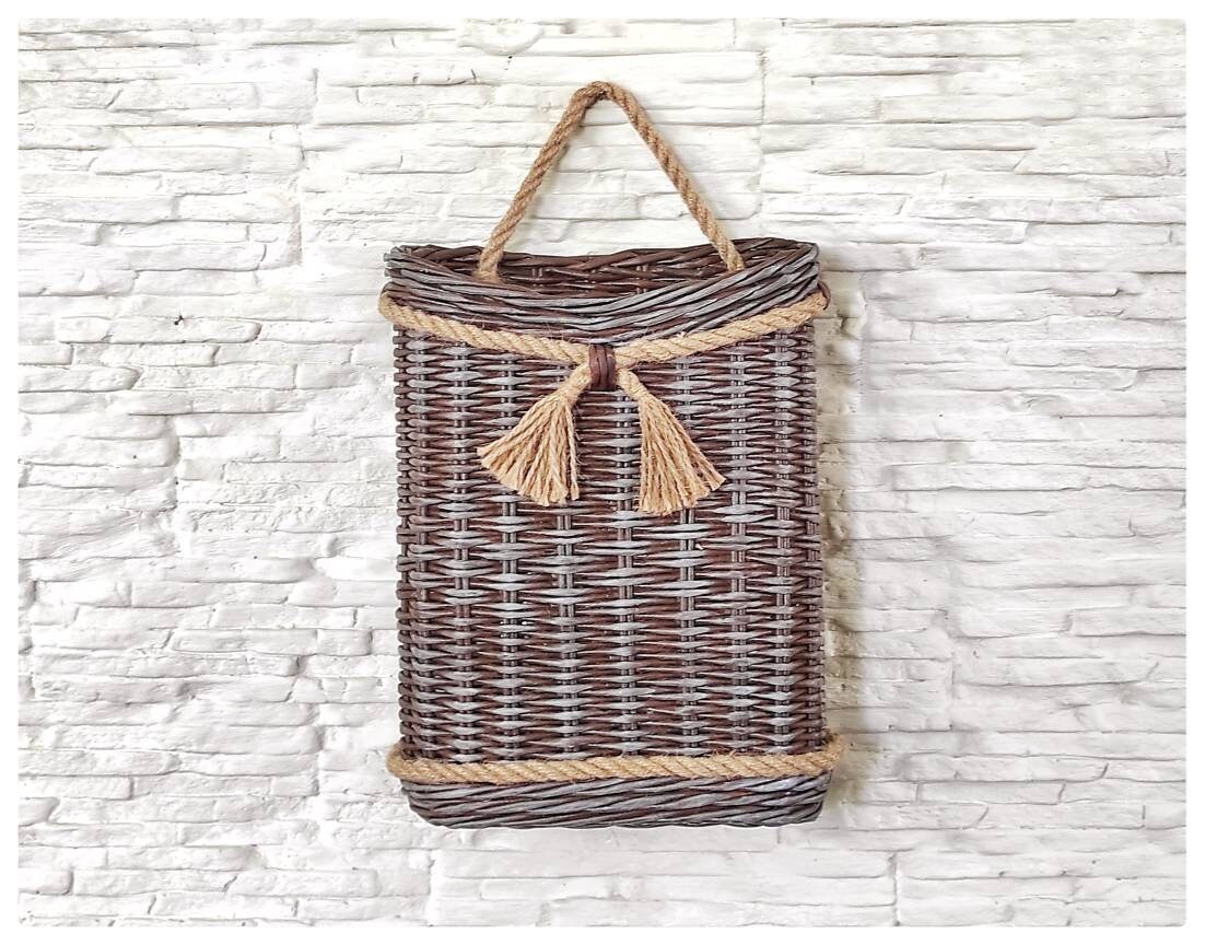 Rustic Wicker Front Door Basket for Flowers and Seasonal Etsy