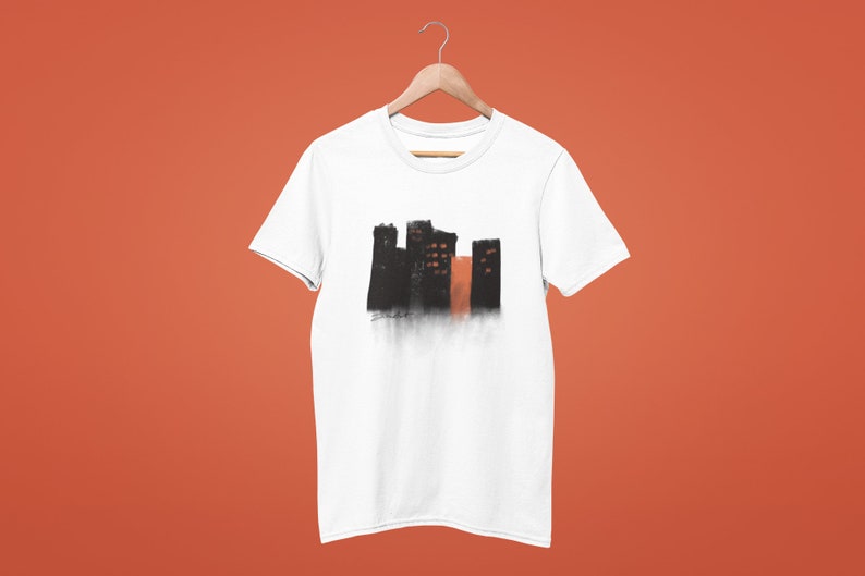 Fall T-shirt Streetwear Abstract tshirt,Aesthetic Tee,Autumn Tshirt City Skyline October Urban Stylish Shirt November Tee