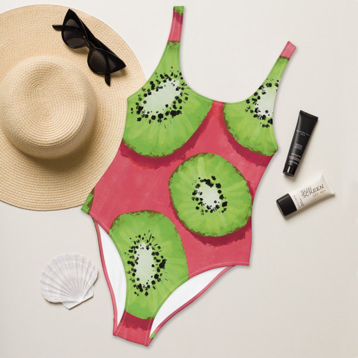 Women's swimsuit Kiwi Beachwear Tropical Fruits Bathing Etsy