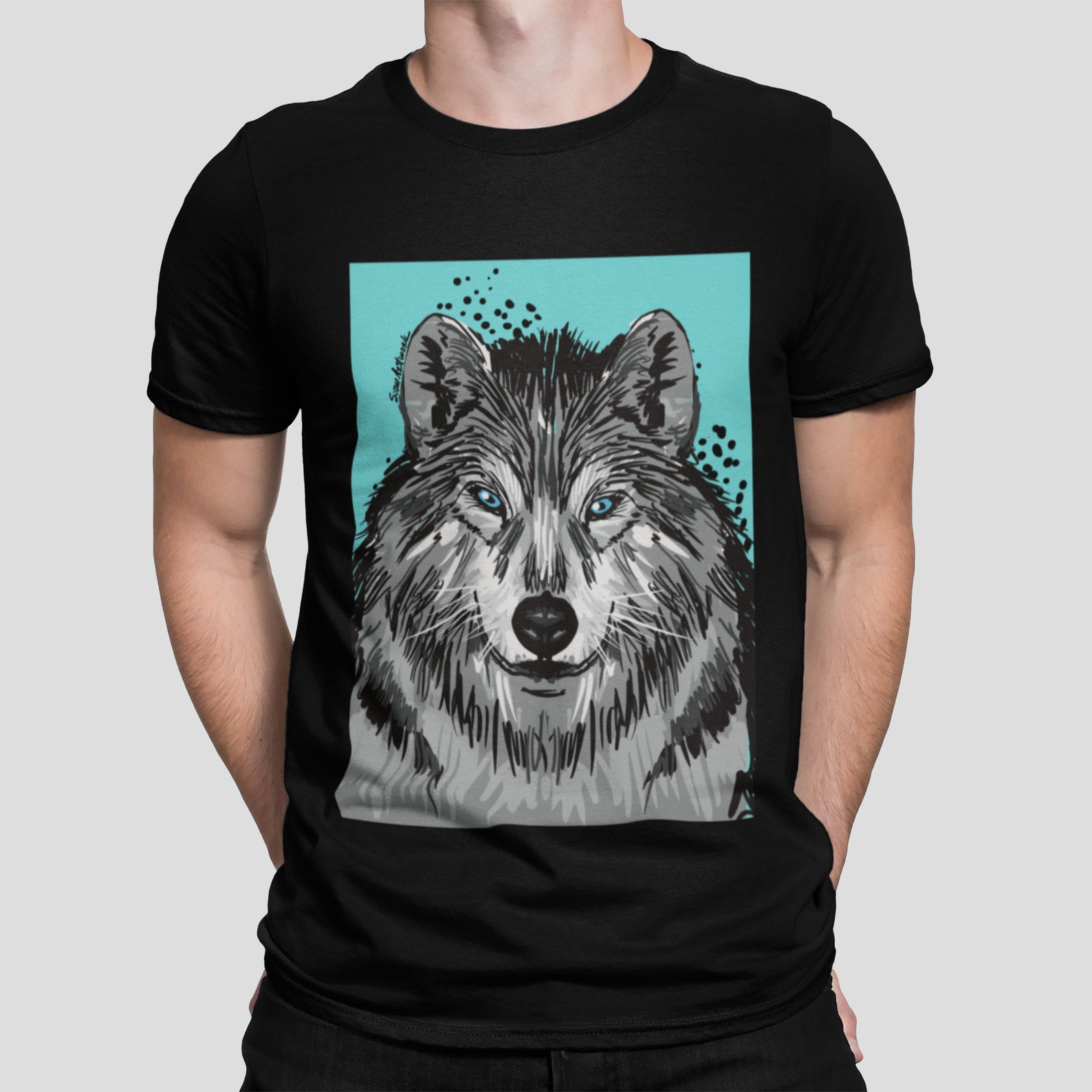 Abstract T-shirt Black Wolf Tee Wolf T-shirt Wild Animal | Etsy
