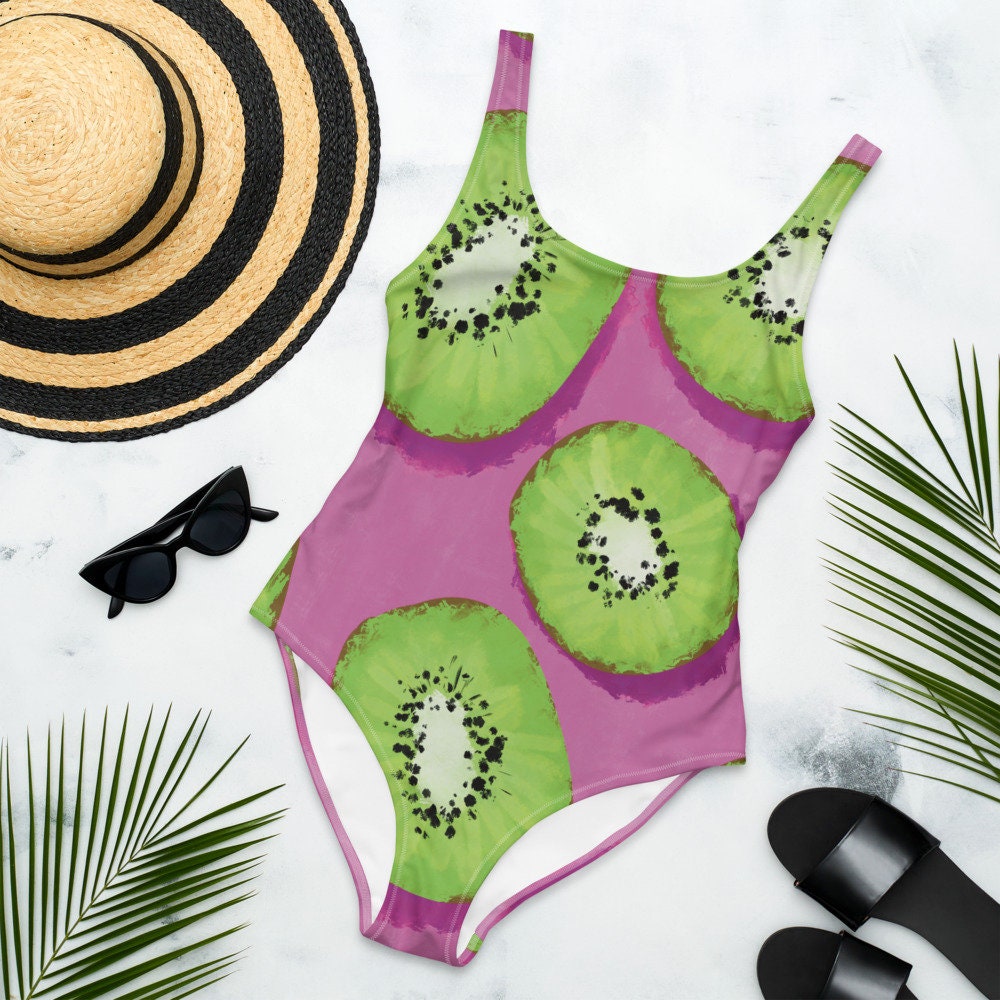 Women's Swimsuit Kiwi Beachwear Tropical Fruits Bathing Etsy Canada