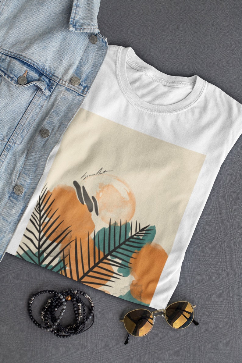 Leaves Tshirt Trendy T-shirt Art T-shirt Stylish Tshirt Abstract tshirt,Aesthetic Tee Spring T-shirt,Summer Tropical Print Modern Tee
