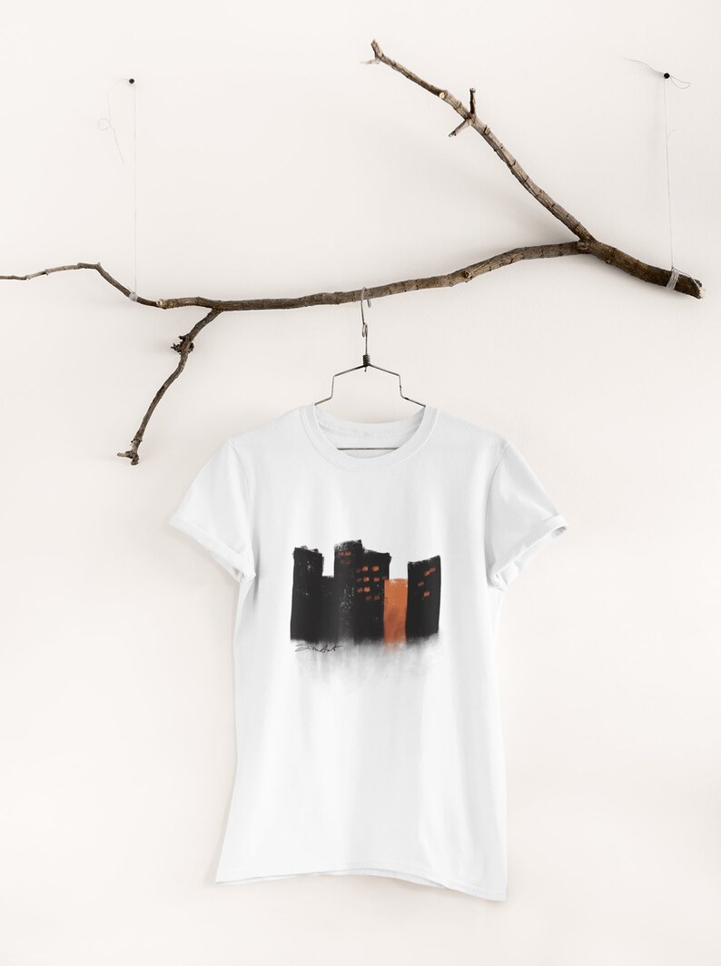 Fall T-shirt Streetwear Abstract tshirt,Aesthetic Tee,Autumn Tshirt City Skyline October Urban Stylish Shirt November Tee