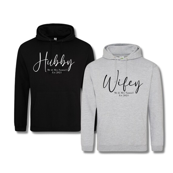 Personnalisé Hubby Wifey Hoodies Mr et Mrs for Gift Honeymoon - Etsy France