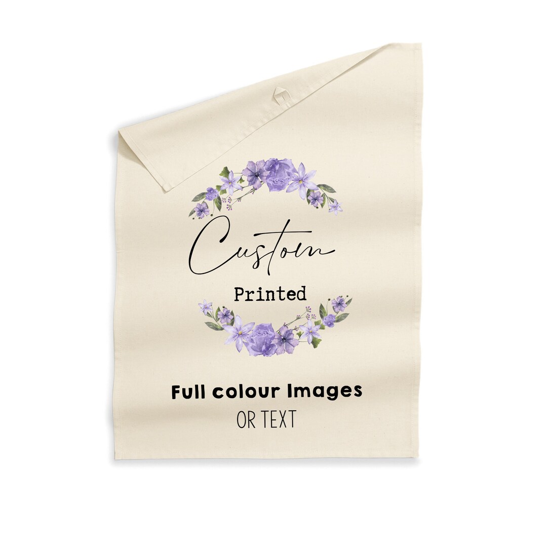 Custom Printed Tea Towel Fully Personalised Add Test Images Gift for