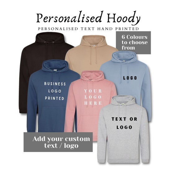 Personalised Hoody Hand Printed Hoodie Your Logo or Text - Etsy Singapore