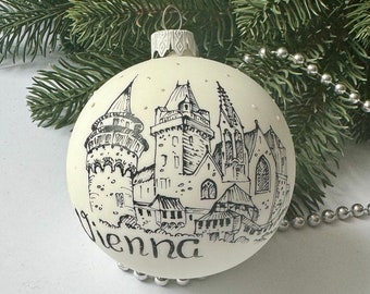 Vienna Christmas ornament ball, handpainted Xmas tree hanging decoration, collectible bauble, Vienna souvenir, travel gift from Austria