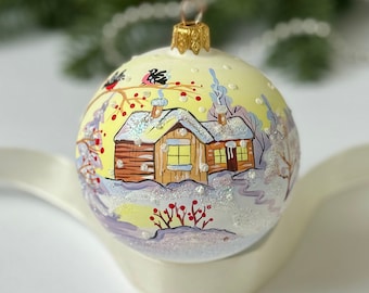 Handbeschilderd kerstbalornament, verzamelbare kerstbal kerstboomversiering, decoratie wintervakantie