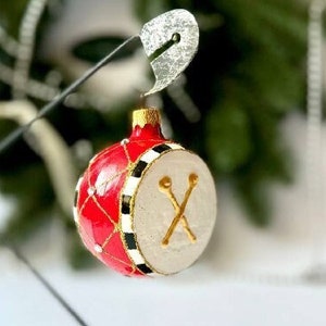 Drum Handmade Glass Christmas ornament, Xmas tree hanging ornament