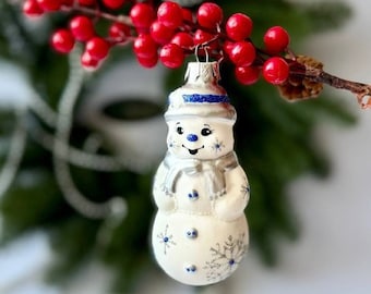 巨大な雪だるまガラス - 手作り、ガラスのクリスマスオーナメント