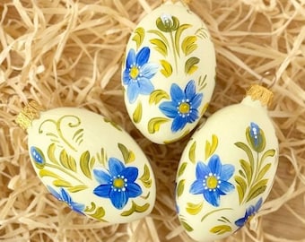 Adorno de huevo con diseño floral de Pascua, adorno de huevo con flores, adorno de huevo pintado a mano, decoración de Pascua, decoración de canasta de Pascua