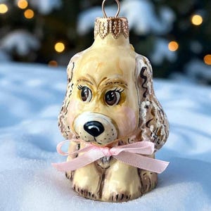 Hand-Painted Glass Cocker Spaniel Ornament: Vintage Dog Christmas Bauble