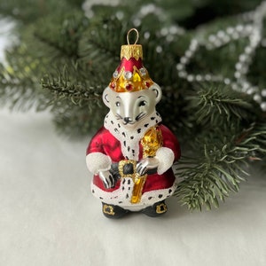 König der Maus, Nussknacker Glas Christbaumschmuck, Weihnachtsbaum Hängefigur Dekoration, mundgeblasenes Ornament