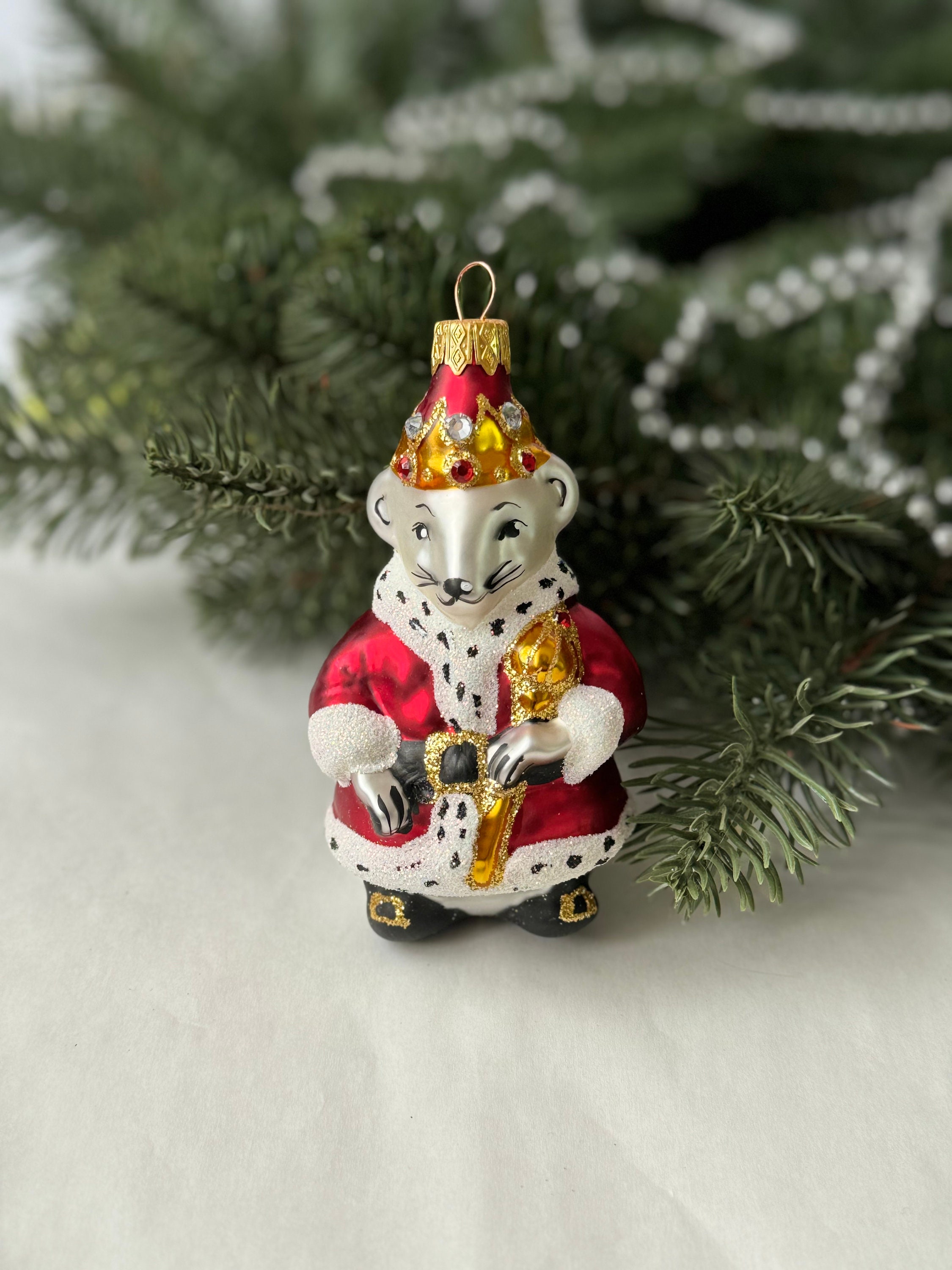Statue De Roi Souris Casse-Noisette – Décoration De Noël En Bois, Environ 30 Cm De Haut